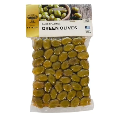 Abbildung von Blikas Griechische Grüne Oliven, Packung mit 2 x 250 g (insgesamt 500 g)