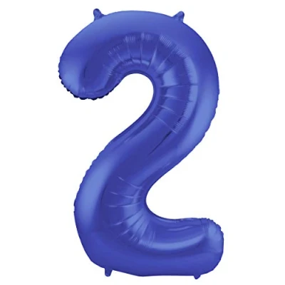Abbildung von Folienballon Zahl 2 Matt Blau 86 cm
