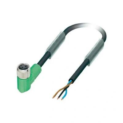 Abbildung von PHOENIX CONTACT SAC 3P 3.0 PUR/M 8FR Sensor/Aktor Kabel, 3 Polig, PUR Halogenfrei, Freies Leitungsende, Buchse Gewinkelt M8, 3m Kabellänge, Schwarz/Grau