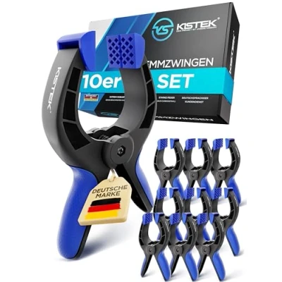 Abbildung von KISTEK® Klemmzwingen [10er Set inkl. praktischer Karton Box] Federklemmen mit starker Spannkraft und größter Spannweite über 8cm Federzwingen zum Leimen, Fotografie, Pool &amp; Werkstatt