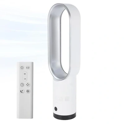 Abbildung von Rotorloser Ventilator mit Luftreiniger, 18 Zoll Turmventilator Leise Fernbedienung, 8 Geschwindigkeiten, 80 Oszillation, 8H Timer, LED Anzeige, Bladeless Fan für Schlafzimmer, Büro (24&quot; Silber)