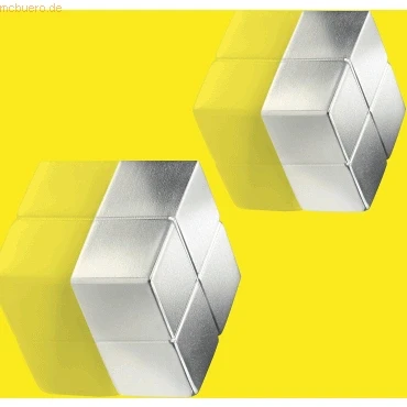 Abbildung von SIGEL BA704 extra starke Neodym Magnete silber, massives Alu, 2er Set, 2x2x1 cm SuperDym, für Glas Magnettafeln und Whiteboards