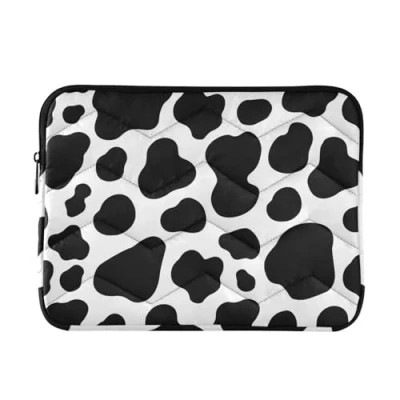 Abbildung von Laptop Hülle Tasche Weißer schwarzer Kuhfleck Laptoptasche Notebook Laptophülle Computer Tragetasche für 13 14 Zoll