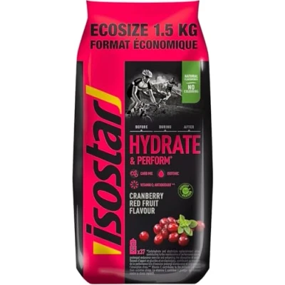 Abbildung von Isostar Hydrate &amp; Perform Geschmack Cranberry und rote Früchte Pulver für Isotonisches Getränk 1,5 kg (37 Portionen)