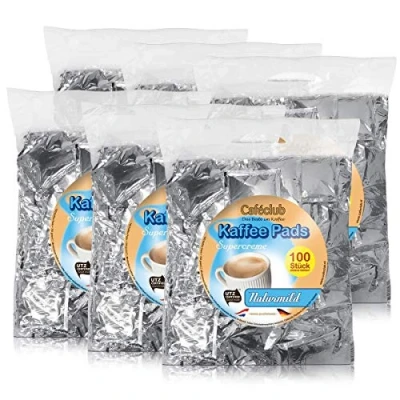 Abbildung von 6x Cafeclub Naturmild Kaffeepads Megabeutel je 100 stk. milde Röstung einzeln verpackt