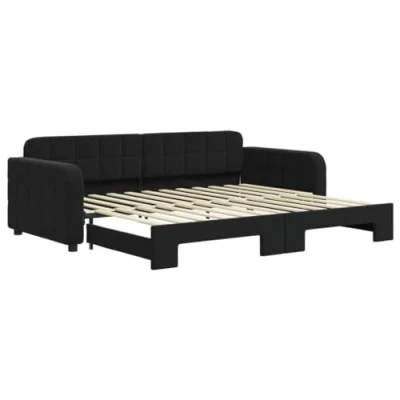 Abbildung von vidaXL Tagesbett, Ausziehbar Schlafsofa mit Lattenrost, Bettsofa Gästebett für Schlafzimmer Wohnzimmer, Sofa Bett Ausziehbett, Schwarz 90x200 cm Samt