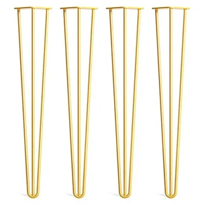 Abbildung von pingping1991 4 Stück Haarnadel Tischbeine,3 Stange Tischgestell Tischkufen Couchtisch Beine Hairpin Tischfüße Tischzubehör DIY,für Esstisch Schreibtisch (35cm(13.8in),Gelb)