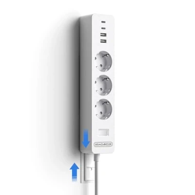 Abbildung von 3 Fach Steckdosenleiste USB C NTONPOWER Überspannschutz Anschraubbar Mehrfachsteckdose mit Schalter und Anschlüsse 1,5m Kabel Kindersicherung Wandmontage Weiß, MEHRWEG