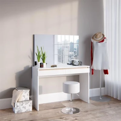 Abbildung von Vicco Schminktisch Emma, Weiß, 120 cm mit Hocker