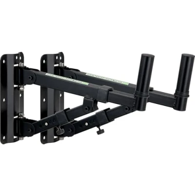 Abbildung von 2x Pronomic WSM 40 PA Lautsprecher Wandhalterung für und Hifi Boxen (für bis max. kg 36mm Flansch, 5 stufig verstellbarer Winkel, horizontal schwenkbar, stabil, Metall) schwarz