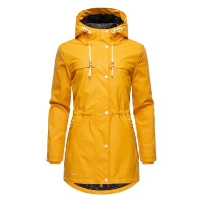 Abbildung von Navahoo Rainy Forest Regenjacke / wasserabweisende Jacke, Damen, Größe: Small, Amber yellow