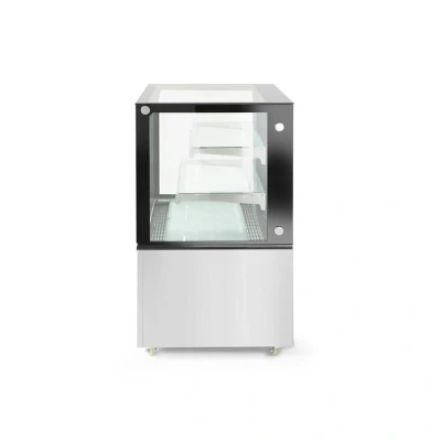 Abbildung von HENDI Kühlvitrine 610 Liter 2 Regale + C bis 6 Tischgerät für Kuchen Doppelverglasung LED Beleuchtung, Gastro Edelstahl Theke Digital