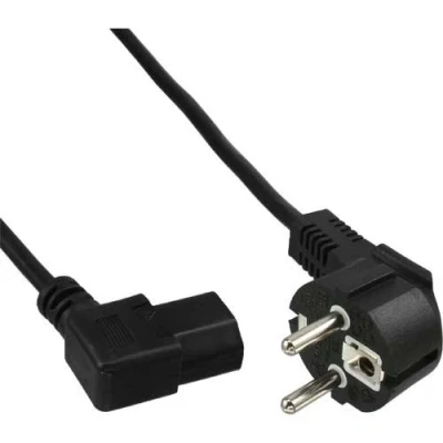 Abbildung von InLine 16752L Schutzkontakt gewinkelt auf Kaltgerätestecker C13 links abgewinkelt Netzkabel 1,8m schwarz (3 Stück)