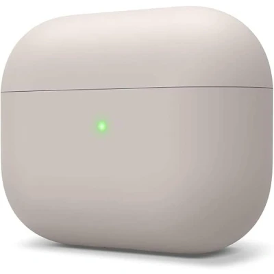 Abbildung von elago Liquid Hybrid Silikon Hülle entwickelt für Apple AirPods Pro Ladecase Dreischichtige Struktur : Voller Schutz, LED Sichtbar, Hochwertiges Schutzhülle Case (Stein)