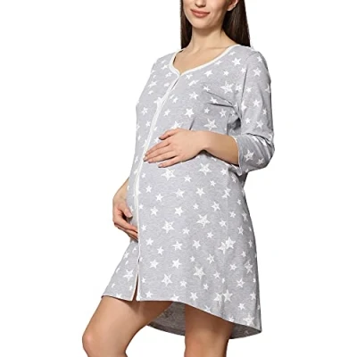 Abbildung von Bemammy Nachthemd Mottled light grey/offwhite, Damen, Größe: XXL, grey/off white
