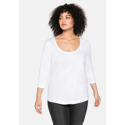 Abbildung von Sheego Langarmshirt, Damen, Größe: 52/54, Weiß