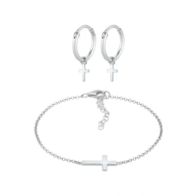 Abbildung von Elli Jewelry SET Cross Ohrringe, Damen, Größe: 17, Silber
