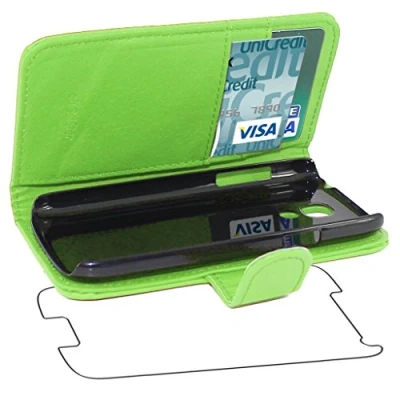 Abbildung von ebestStar kompatibel mit Samsung Galaxy S4 Mini Hülle GT i9190, i9192, i9195 Kunstleder Wallet Case Handyhülle [PU Leder], Kartenfächern, Standfunktion, Grün [Phone: 124.6 x 61.3 8.9mm, 4.3&#039;&#039;]