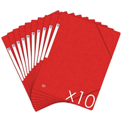 Abbildung von Oxford Topfile+ Mappen aus Karton, 3 Klappen, A4, Gummiverschluss, Rot, 10 Stück