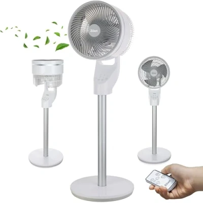 Abbildung von Zilan Standventilator leise mit Fernbedienung kraftvoller Ventilator Timer 60W energiesparend 3 Stufen hoher Luftdurchsatz oszillierend Bodenventilator Aircooler Standlüfter (Weiß FB)