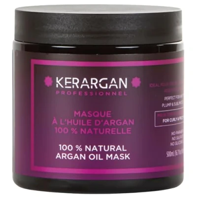 Abbildung von Kerargan Disziplinierende Arganöl Maske für widerspenstiges, trockenes und lockiges Haar Pflegt, bekämpft Frizz, entwirrt Ohne Sulfate, GVO, Mineralöl 500ml