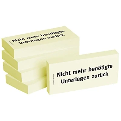 Abbildung von Bizstix Haftnotizen 75x35mm gelb &#039;Nicht mehr benötigte Unterlagen zurü