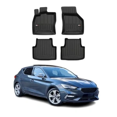Abbildung von Fußmatten Gummimatten kompatibel mit Seat Leon IV 2020 2023 OMAC Premium 3D Schwarz TPE Gummi