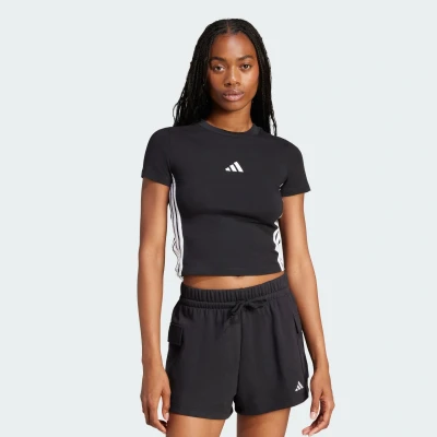 Abbildung von adidas Damen Essentials 3 Stripes Slim Baby T Shirt, Black/White, S