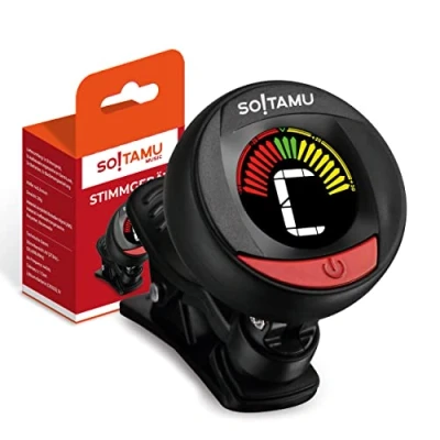 Abbildung von SO!TAMU Profi Clip on Stimmgerät für alle Instrumente Tuner &amp; Gitarre, Bass, Violine, Ukulele − Chromatisches Inkl. Batterie autom. Energiesparmodus