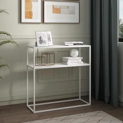 Abbildung von en.casa Konsolentisch, »Kuhmo« Flurtisch aus Metall 80x80x30 cm Weiß