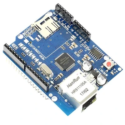 Abbildung von Paradisetronic.com Ethernet Shield + MicroSD Karten Slot, W5100 Netzwerk Controller für Arduino UNO/Mega Webserver