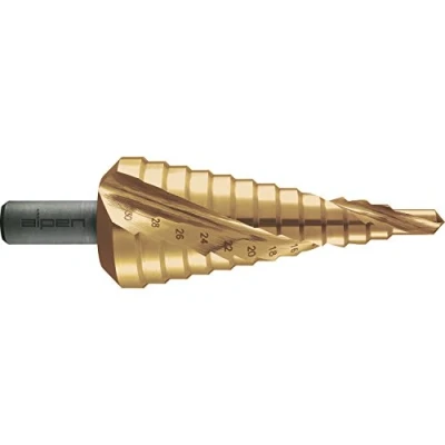 Abbildung von Alpen 72800729100 Stufenbohrer, HSS Co5 TiN, 2 Schneiden Bohrer, Durchmesser 6.0 mm 37.0 mm, Größe 4