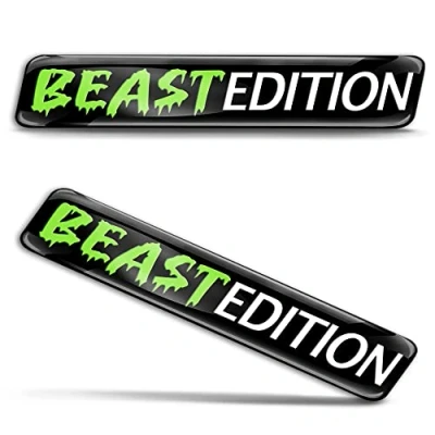Abbildung von Biomar Labs 2 x 3D Gel Silikon Aufkleber Beast Edition Badge Biest Grün Stickers Autoaufkleber Auto Motorrad Fahrrad Fenster Tür Laptop KS 173