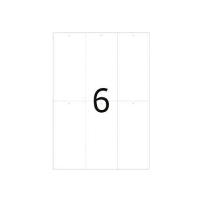 Abbildung von HERMA 8047 Stabile Anhänger perforiert, 100 Blatt, 70 x 148,5 mm, 6 pro A4 Bogen, 600 Stück, bedruckbar, matt, blanko Preisanhänger Produktanhänger aus Papier/Folie/Papier Verbund, weiß