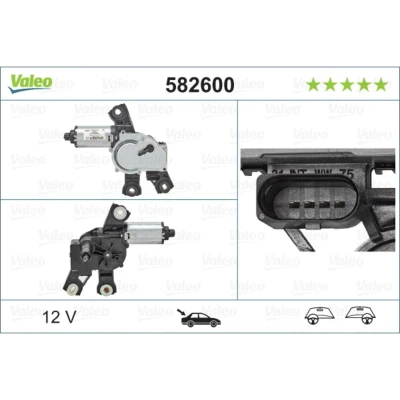 Abbildung von VALEO 582600 Scheibenwischermotor 12 hinten für Links /Rechtslenker VOLKSWAGEN: Passat B7 Variant, Alltrack