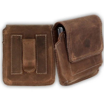 Abbildung von XiRRiX Handytasche Gürtel Klapphandy Gürteltasche Herren universal Smartphone vertikal Tasche mit Magnetverschluss Handy Holster aus echtem Leder