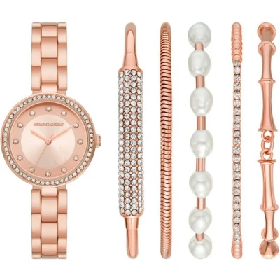 Abbildung von Skechers Quarzuhr BRACELET GLITZ SET, SR9079, (Set, 6 tlg., mit 5 dazu passenden Schmuckarmbändern), Armbanduhr, Damenuhr, Glitzer, ideal als Geschenk