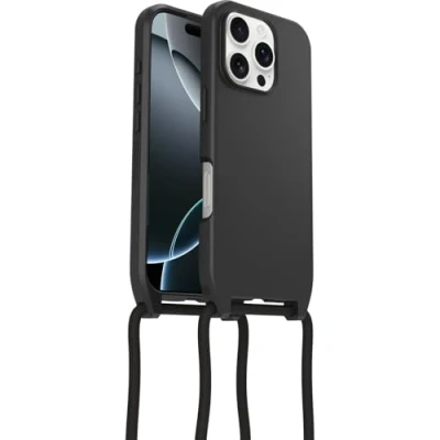 Abbildung von OtterBox React Series Lanyard MagSafe Hülle für iPhone 16 Pro, schützende mit verstellbarem und abnehmbarem Handyband, Getestet nach Militärstandard, Schwarz, Keine Einzelhandelsverpackung