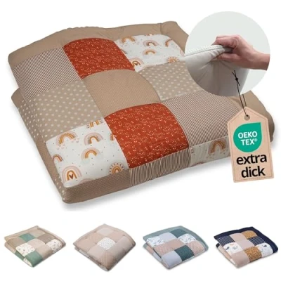 Abbildung von ULLENBOOM Krabbeldecke für Baby 140x140 cm, 100% OEKO TEX Materialien, Made in EU, Dick &amp; weich gepolstert, Regenbogen ideal als Babydecke, Krabbelmatte Spieldecke