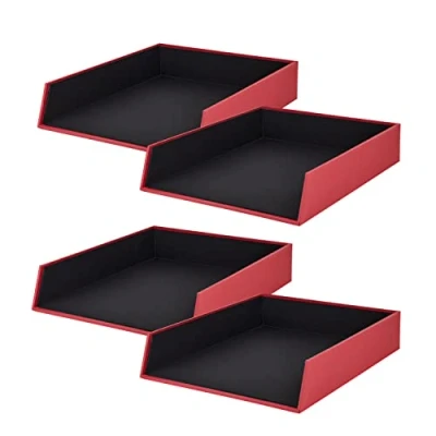 Abbildung von Rössler Papier 1335452360 4 S.O.H.O Ablagekorb für DIN A4, Rot, Stück, Ablagefächer stapelbar, Briefablage 26 x 6 32 cm