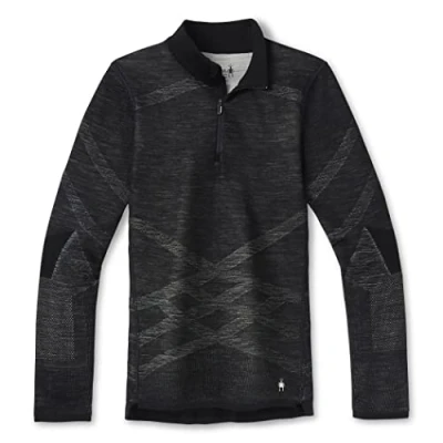 Abbildung von Smartwool Intraknit Thermal Merino BASE Layer 1/4 ZIP Strickpullover, Damen, Größe: XS, Black/white