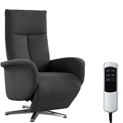 Abbildung von CAVADORE TV Sessel Juba mit Akku / Pflegeleichter Fernsehsessel elektrisch verstellbarer Relaxfunktion 2 E Motoren 75 x 112 82 Soft Clean Bezug, Dunkelgrau