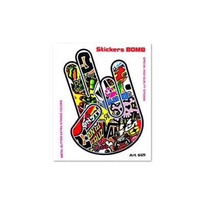 Abbildung von 4R Quattroerre.it 6121 Sticker Bomb Aufkleber Hand 2 1, 10 x 12 cm