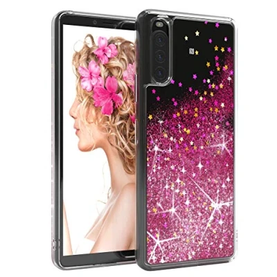 Abbildung von EAZY CASE Hülle kompatibel mit Sony Xperia 10 II (2020) Schutzhülle Flüssig Glitzer, Handyhülle, Schutzhülle, Back Cover Glitter Flüssigkeit, TPU/Silikon, Transparent/Durchsichtig, Pink