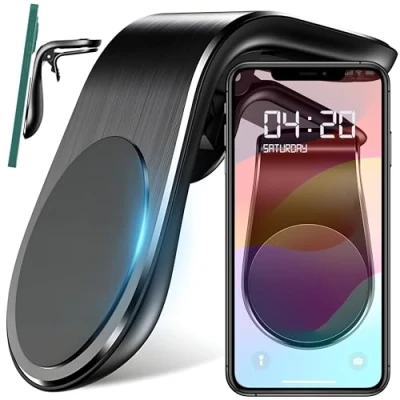 Abbildung von Retoo Handyhalterung Auto Magnet Lüftung Handy Halter Smartphone Halterung, (Magnetische Autohalterung, Metallplatte mit starkem Klebeband, Magnetische Kfz Halterung)
