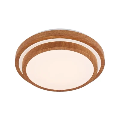 Abbildung von Lindby LED Deckenleuchte Tiril, Leuchtmittel fest verbaut, warmweiß, Modern, Eisen, Aluminium, Kunststoff, holz hell, weiß, 1 flammig