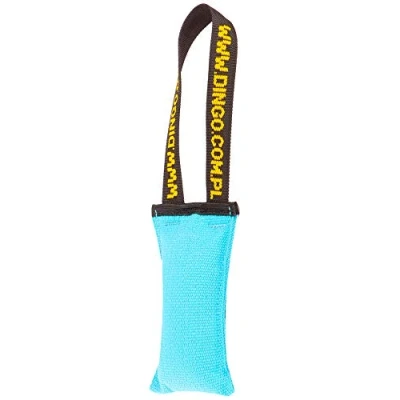 Abbildung von Dingo Hundespielzeug Beisswurst Agility Baumwolle mit Griff handgefertigt für Bisstraining Apportieren Schwimmend Schwimmfähig 15 x 8 cm Blau 15606