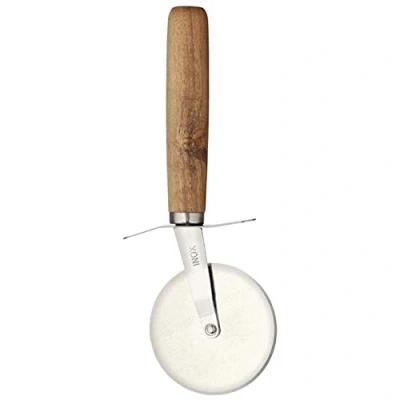 Abbildung von KitchenCraft World of Flavours Pizzaschneider mit handgeschnitztem Holzgriff, Edelstahl, 19,5 cm (7,5&quot;)