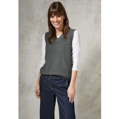 Abbildung von Cecil Struktur Strickpullover, Damen, Größe: Large, Grau