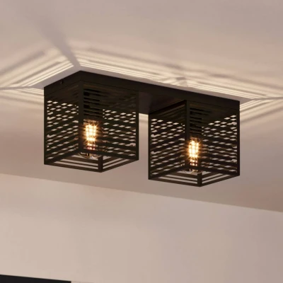 Abbildung von Deckenlampe Piedritas, zwei schwarze Quaderschirme